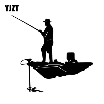 

YJZT 16.3CM*15.3CM Fishing Simple Ship Boat Artistic Conception Sail Vinly Decal Cool Decor Car Sticker Black/Silver C27-0509