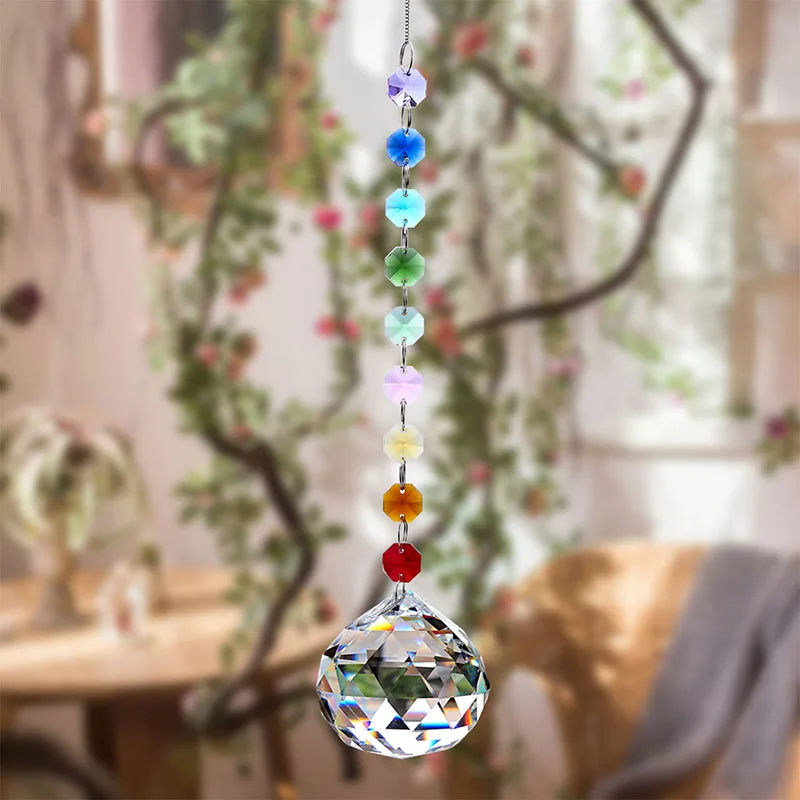 H& D 40 мм Хрустальный шар-Призма чакра Suncatcher цвета Rondelle бусины Strand дизайн Радуга солнце Catcher для окна домашний Декор подарок