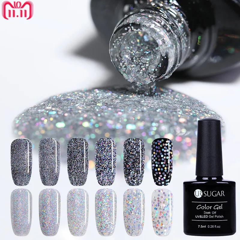 UR SUGAR Laser Silver UV Nail Gel Polish UR SUGAR Laser Silver UV Nail Gel Polish