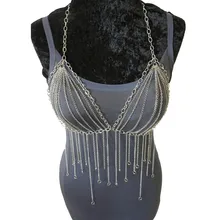 Новая мода кисточкой Грудь металлическая цепь тела жгут сексуальный Холтер на бретельках тела цепная клетка бюстгальтер Женские аксессуары для украшения тела