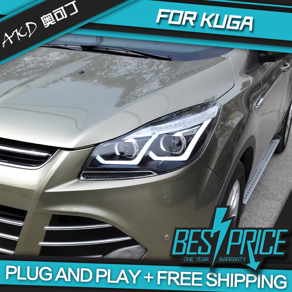 

Car Styling for Kuga Escape Headlights 2013 LED Headlight LED DRL Dynamic Signal Hella 5 Bi-Xenon Projector Lens Hid D2H