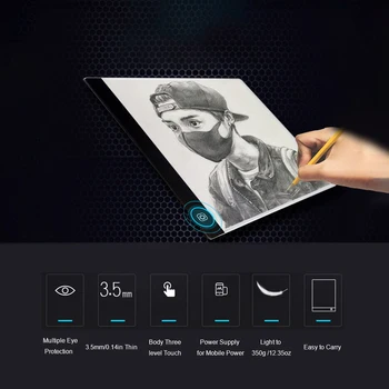 

A4 LED Writing Painting Light Box Tracing Board Illuminating Sketch Penetrating Table Adjustable Brightness Flat Touch