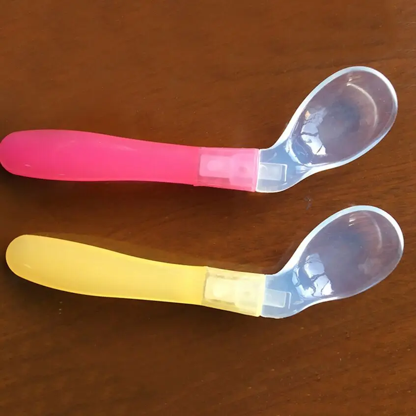 baby spoons feeding dishes Tableware for children flatware cutlery colher spoon silicone tools-Elbow-Spoon Feeding Practical