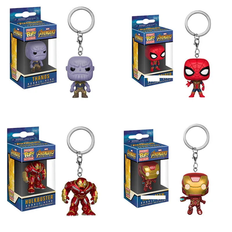 

Funko Pop Marvel Theme 1pcs Keychain Anti-Hulk Iron Man Miba! Spider Man Action Figure Key With Original Box Kid Toys