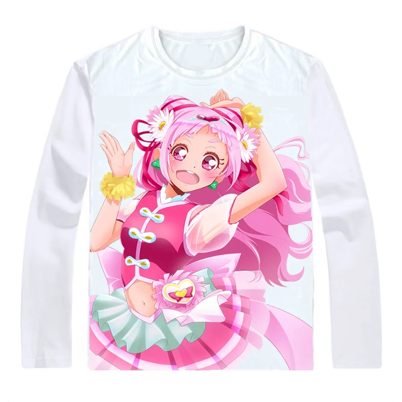 

HUGtto Precure Cure T-Shirts Multi-style Long Sleeve Shirts Hagutto Purikyua Nono Hana Cure Yell Ange Etoile Cosplay Shirt