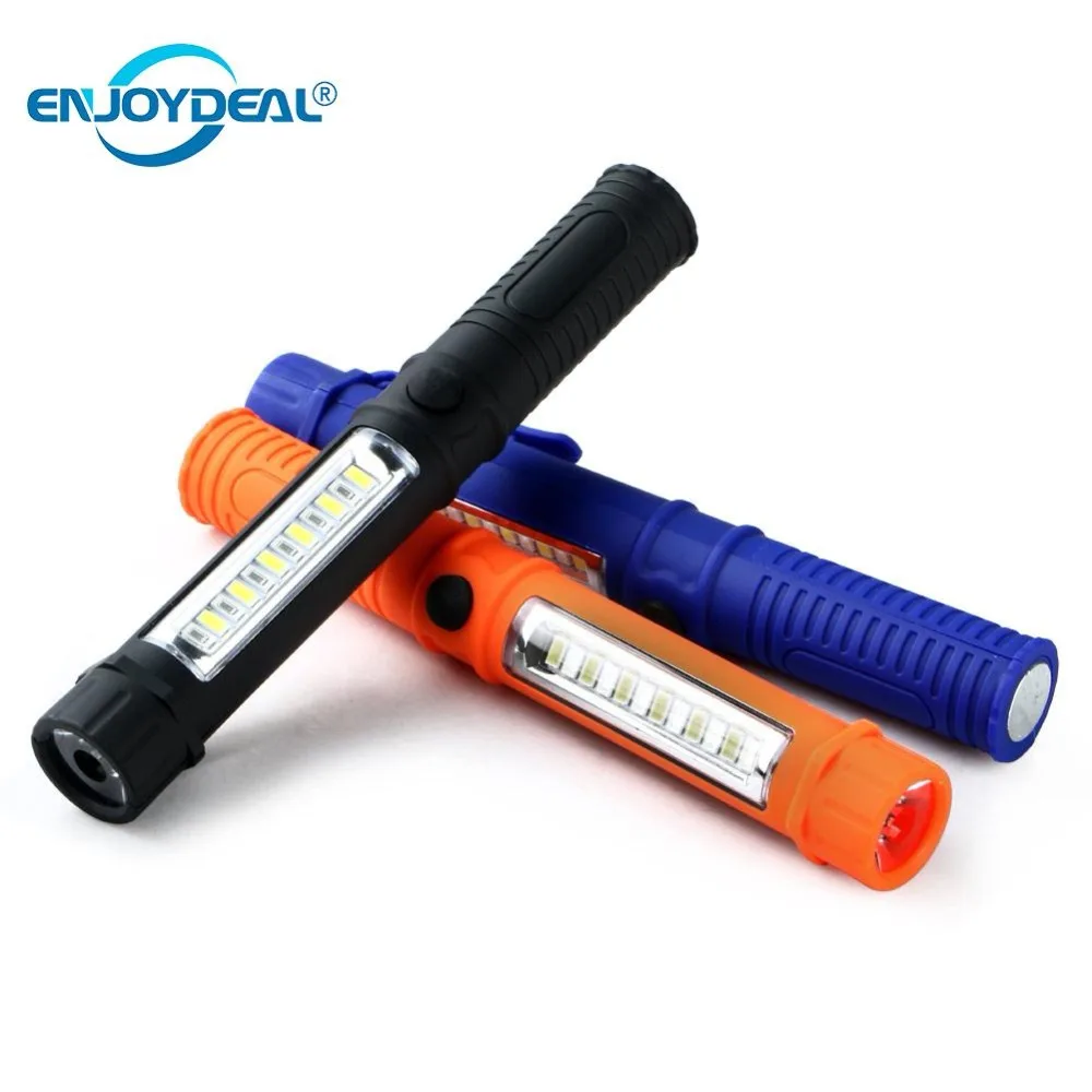 

2019 Portable Mini COB 12LED Work Light Clip Pen Flashlight Torch Lamp 3 Modes Penlight Lantern For Camping Hiking W/Magnetic