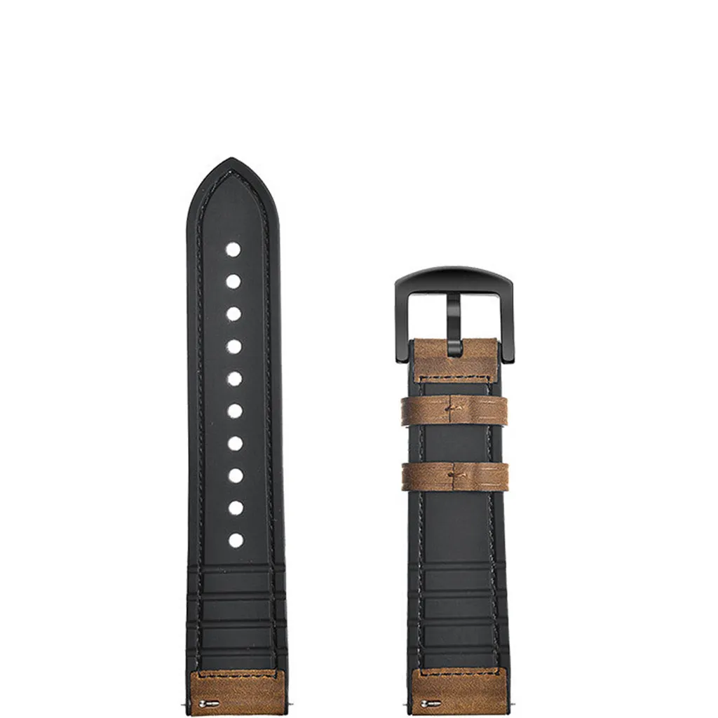Brown 22mm Ремешки 20/22 мм кремния+ кожаный регулируемый заменить Для мужчин t ремешок для samsung Galaxy часы 42/46 мм Мода Для мужчин Ремешки для наручных часов - Цвет ремешка: Brown 22mm