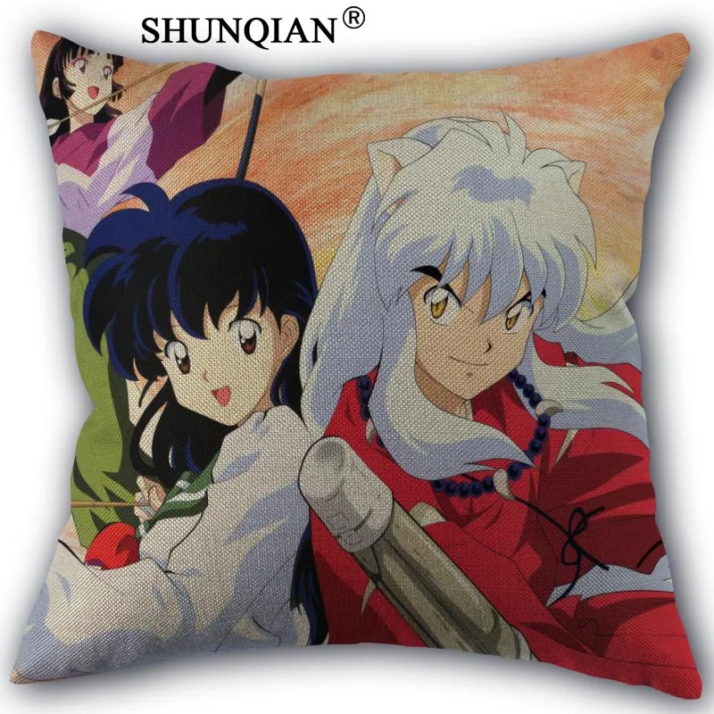 Подушка inuyasha из хлопка и льна на заказ квадратная Декоративная Наволочка молнии