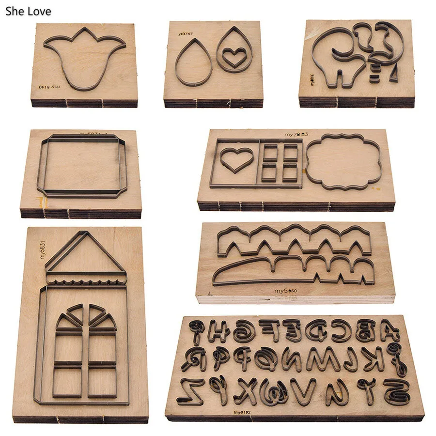 

She Love 2019 New Metal Flower Waterdrop Letters Cutting Dies Tools Diy Scrapbooking Wooden Dies For Leather Crafts Making