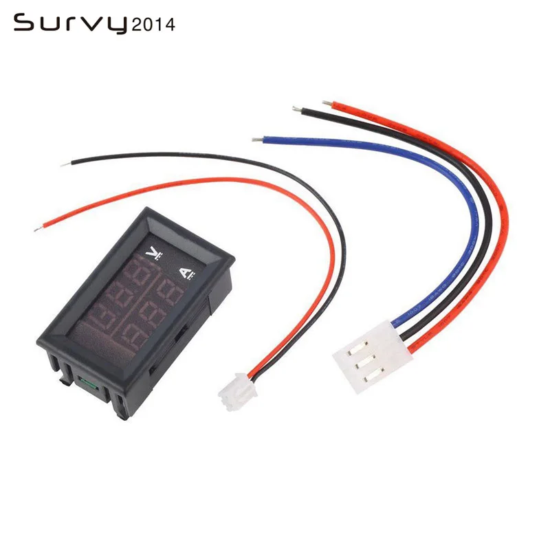0.28 inch Mini Digital Voltmeter Ammeter DC 100V 10A Panel Amp Volt Current Meter Tester 0.28" Blue Red Dual LED Display 20mA