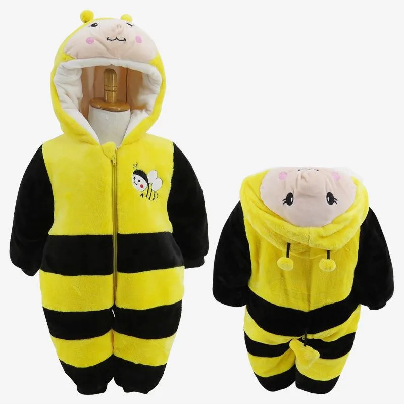 2017 Winter New Thick Flannel Baby Rompers Small Bee Baby Boy&Girl Jumpsuit Children Clothes Newbore Hooded Long Sleeve Bodysuit01