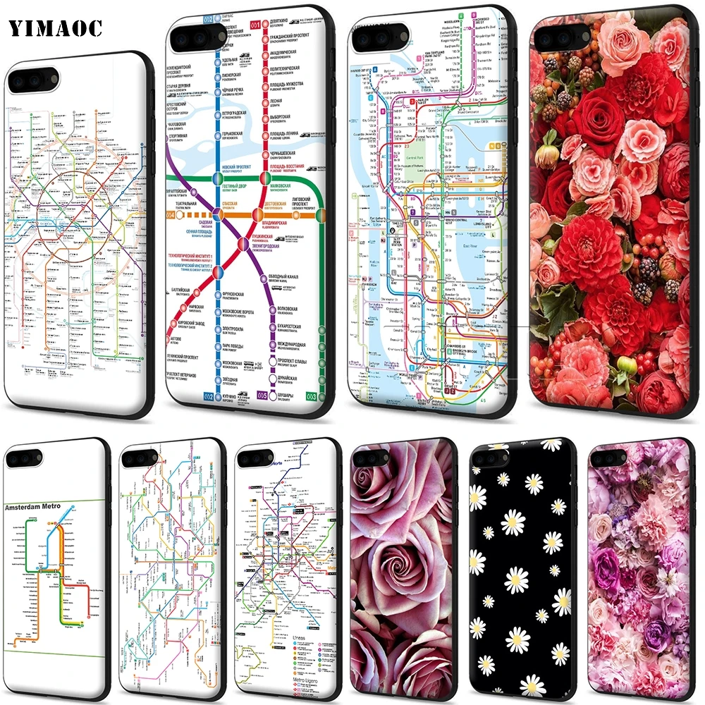 Мягкий чехол YIMAOC Подземный для Apple iPhone SE 2020 дюймов с Москвой Мадрид Нью-Йорк
