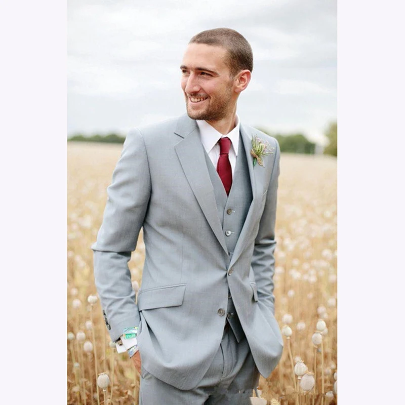 2017 лучшие продажи светло-серый костюм жениха с двумя пуговицами мужской костюм смокинги друзей жениха Свадебные костюмы для мужчин (куртка ...