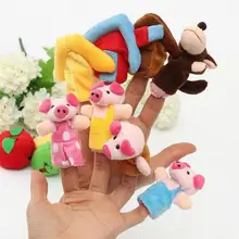 8pcs New Three Little Pigs Finger Puppets Kids Educational Hand Toy Story Toy for Boy Girl