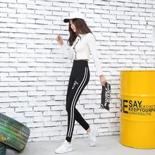 Женские спортивные повседневные штаны для йоги, тянущиеся, маленькие ноги, обтягивающие, для бега, тренировок, фитнеса, черные, дышащие, быстросохнущие, девять точек