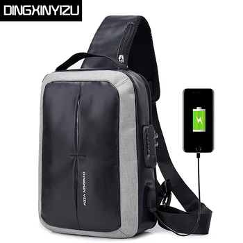 

DINGXINYIZU Men Crossbody Bags Business Shoulder Bags Anti-Theft Chest Bag USB Charging Short Trip Male Multifunction Chest Pack