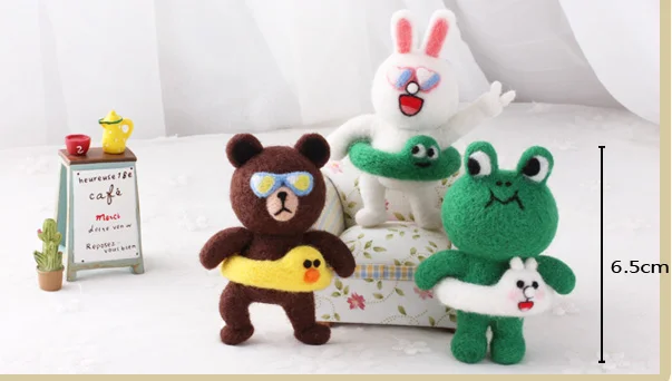 

Minnie rabbit Brown bear cartoon set wool needlepoint kit wool felt needle felting Key buckle craft needlecraft DIY handmade