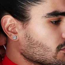 Мужские 8,0 мм квадратные серьги с цирконием кубической огранки из нержавеющей стали серьги белый черный