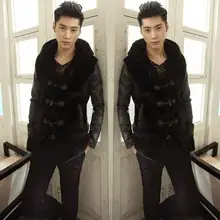 Черные роговые модные теплые Роскошные пальто с мехом мужские кожаные куртки мужские пальто Тонкая зимняя термальная верхняя одежда 3XL