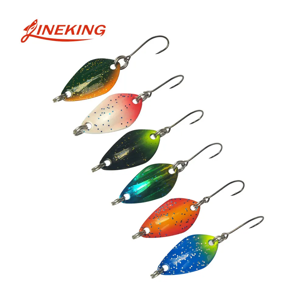 

LINEKING 1pcs 1.4g/2.2g/2.8g/3g/3.5g fishing metal colorful spoon baits metal spinner lure mini bait for trout single hook