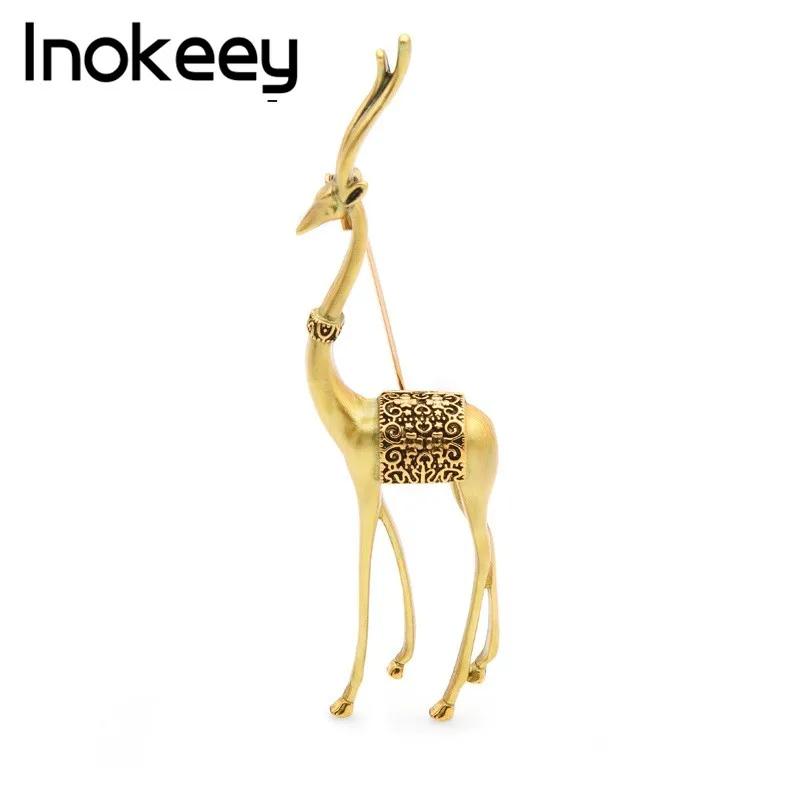 

Inokeey God Deer Chinese Style Enamel Animal Brooch Pins 2019 New Fashion Jewelry Gift Wedding Brooches