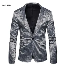 Светло-серый цветочный мужской деловой повседневный костюм/мужской однобортный костюм с длинными рукавами Блейзер Куртка Пальто Топы лето