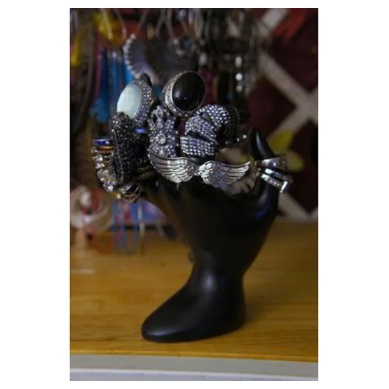  Jewelry Ring Bracelet Necklace Display Holder Stand Hand Design (Black) Showcase