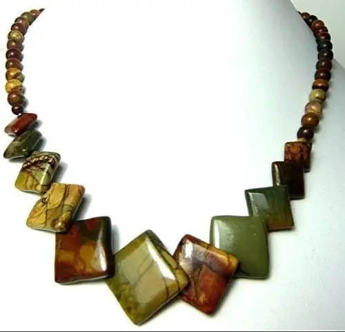 

huij 004457 Genuine Natural Multicolor Picasso Jasper Beads Necklace