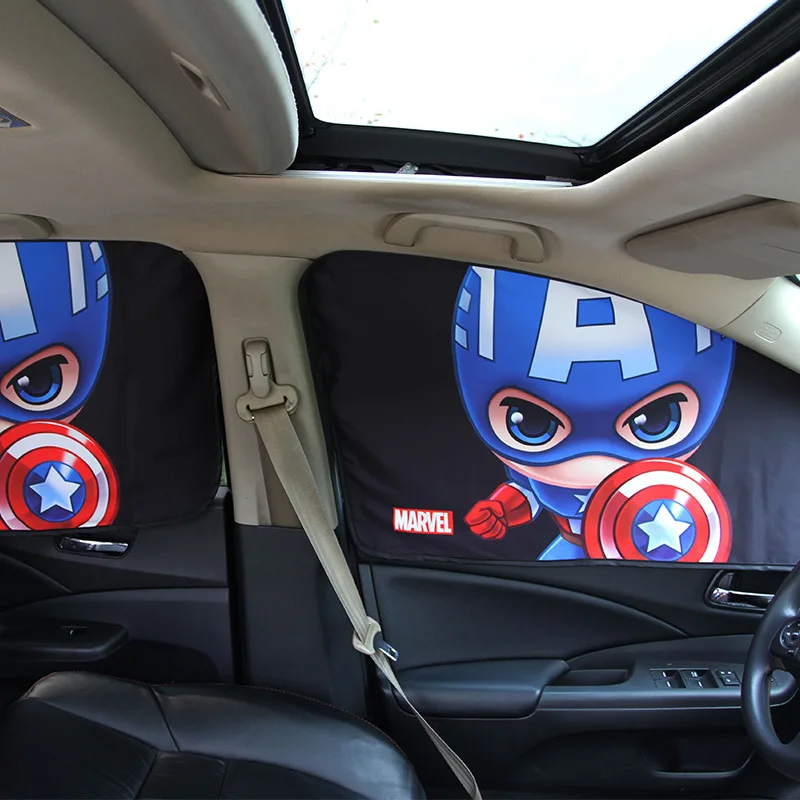 Comprar 1 Uds. Cortinas de coche marvel de dibujos animados malla en la ventana cute spider man Capitán América sombrillas cubre persianas de marco para coches parasol