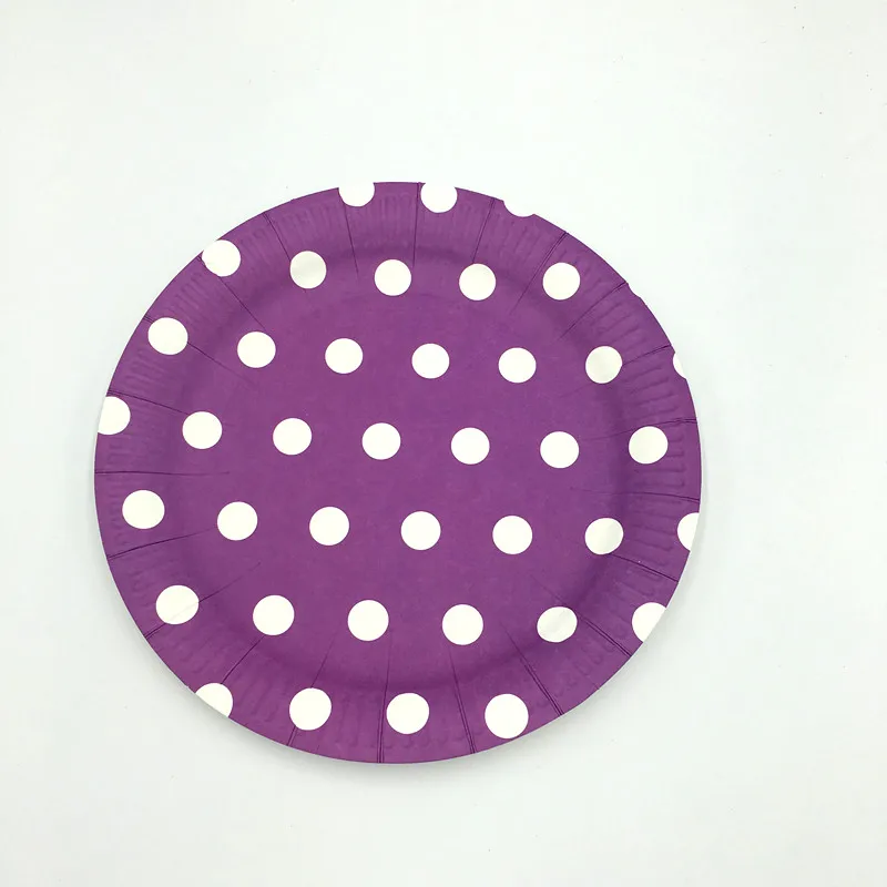 

10pcs/lot purple dots disposable dishes plates purple polka dots theme birthday party decorations purple dots paper plates