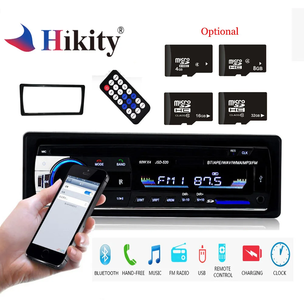 Hikity 1 Din JSD 520 Bluetooth font b Radio b font SD MP3 Player font b