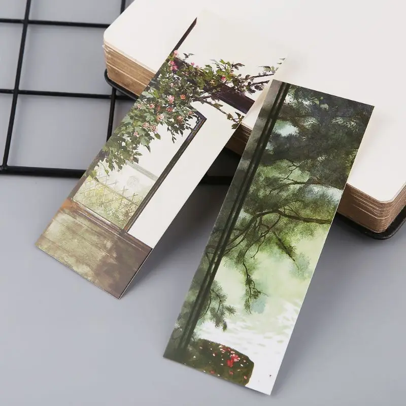 Paper Bookmark 30pcs Creative Chinese Style Paper Bookmarks Painting Cards Retro Boxed Bookmark Commemorative Gifts