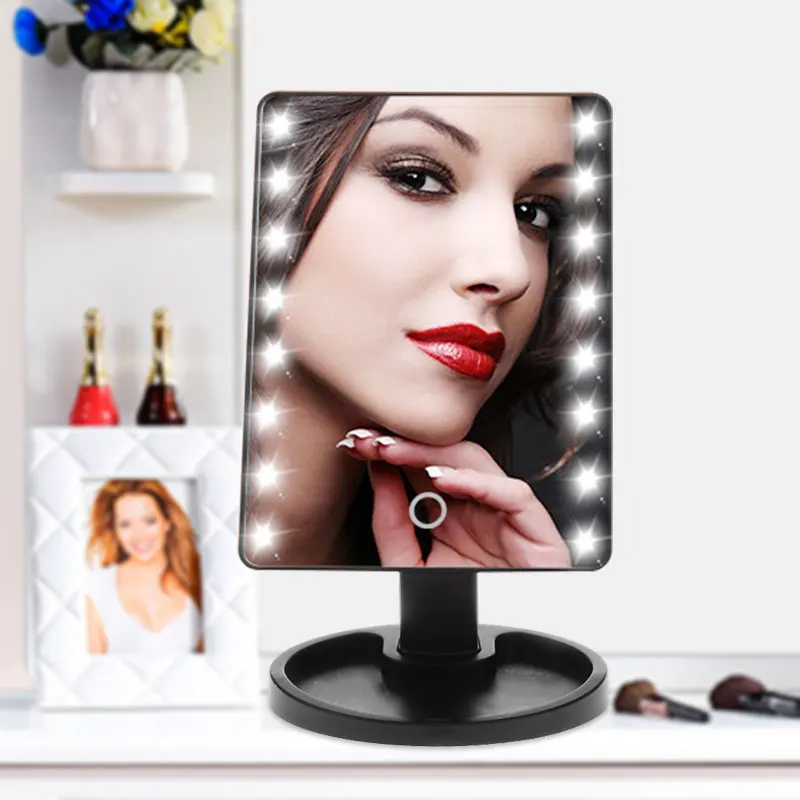 Профессиональный светодиодный Сенсорный экран зеркало Роскошные Зеркало с 16/22 светодиодный свет 180 градусов регулируемый столик