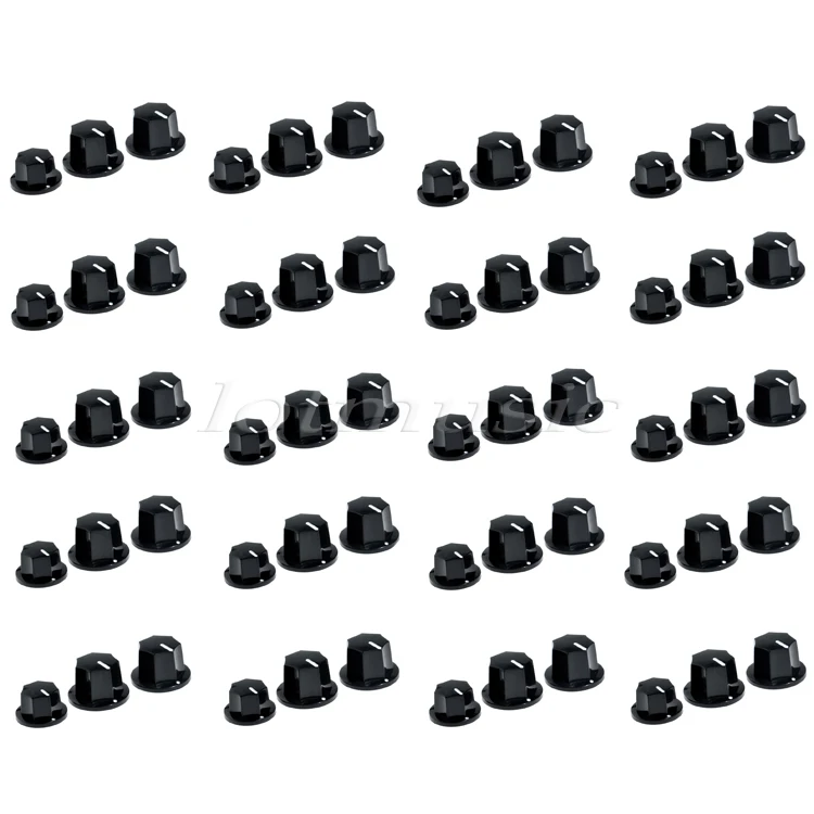 

60Pcs Black Control Knobs With White Indicator Lines For Fender Jazz Bzss Replacement