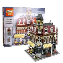 2016 New 2133Pcs LEPIN 15002 Creators Cafe Corner Model Building Kits Minifigure Blocks Kid Brick Toy Gift Compatible With 10182