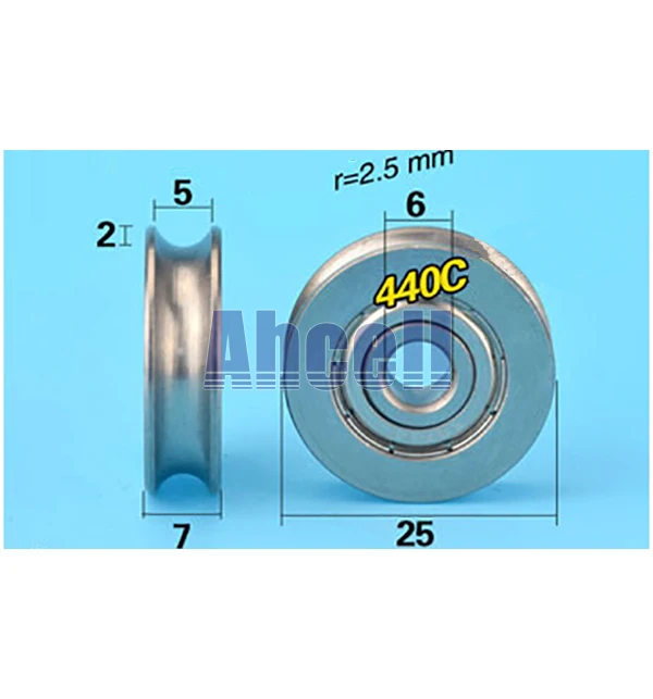 25 мм диаметр U паз нержавеющая сталь 440C мебельный трос ролик H направляющая двери окна бесшумный подшипник U шкив колеса