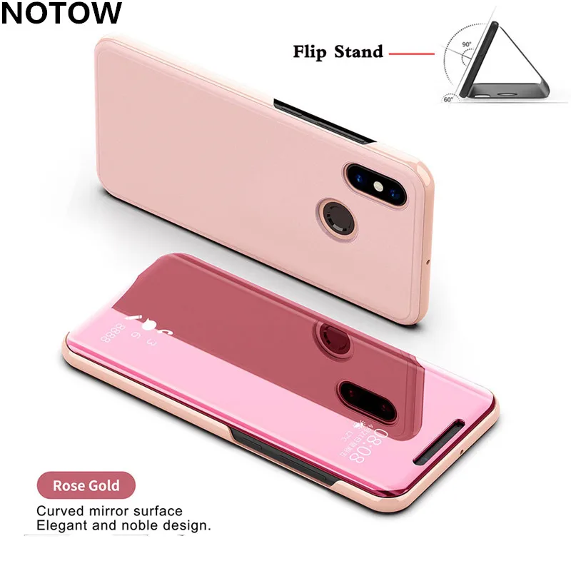 

NOTOW Luxury Clear Mirror Flip Stand Smart View Phone Case 360 Cover for Xiaomi 5C/5X/A1/Mix2/6/Note3for redmi s2/A2lite/5plus