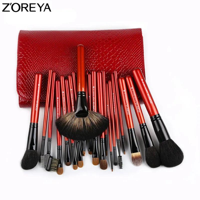 ZOREYA 21pcs Animal Natural Hair Super Quality Makeup Brush Set