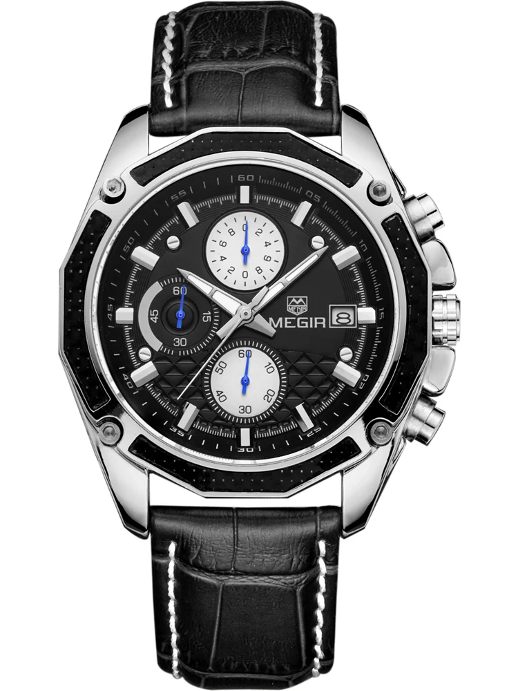 Reloje 2018 MEGIR Men Watch Male Leather Automatic date Quartz Watches Mens Luxury Brand Waterproof Sport Clock Relogio Masculin