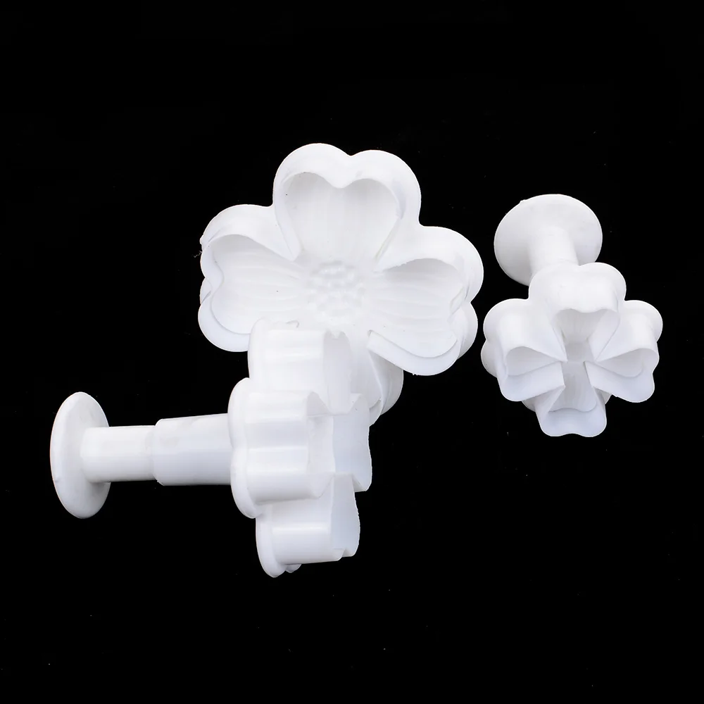 

3pcs/set Home DIY Bakeware Flower Plunger Cutter Molds Embossed Stamp For Fondant Cake Cookie