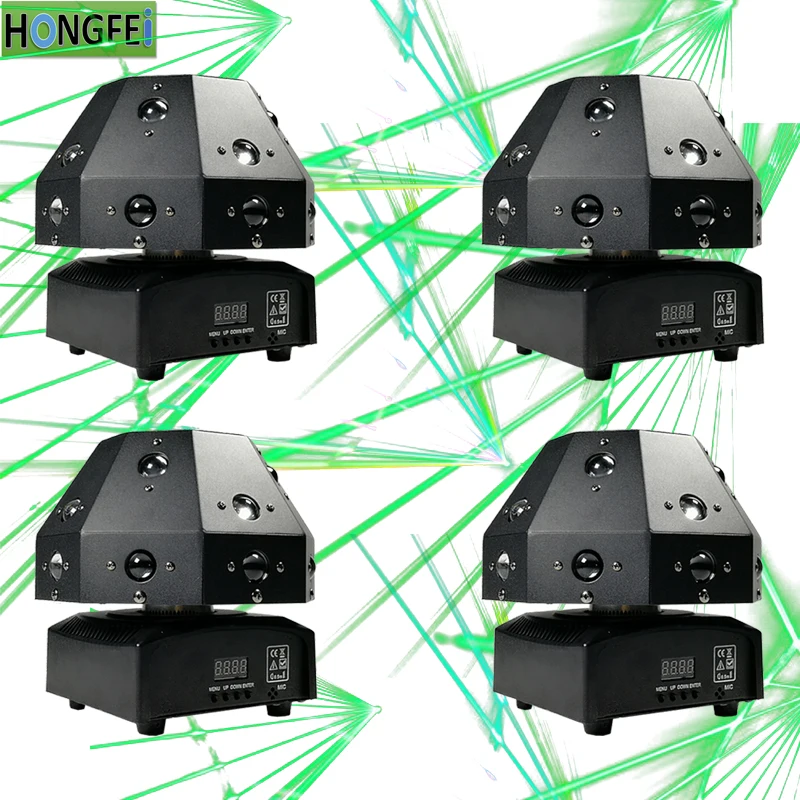 4pcs/ Led beam+ laser 2-in-1 effect light 16pcs 3w led rgbw+1pcs 60mw green laser /beam lights laser light