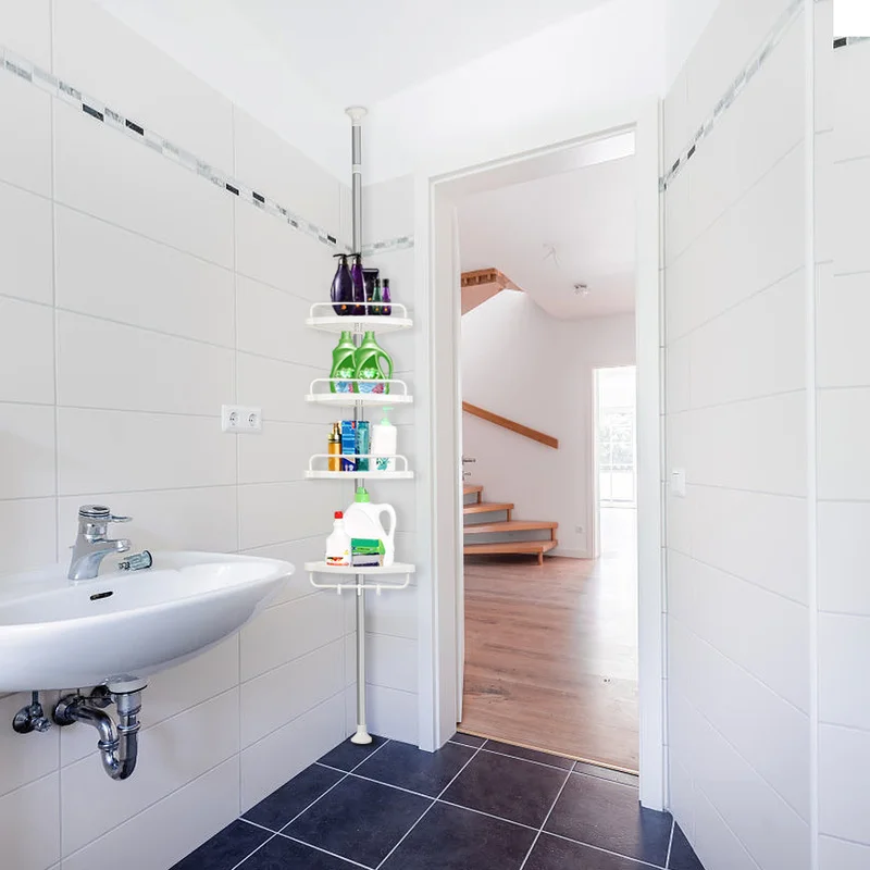 

Free installation of 4-layer stainless steel bathroom triangle rack (plastic tray) Bathroom Corner Storage Shelf wall shelf HWC