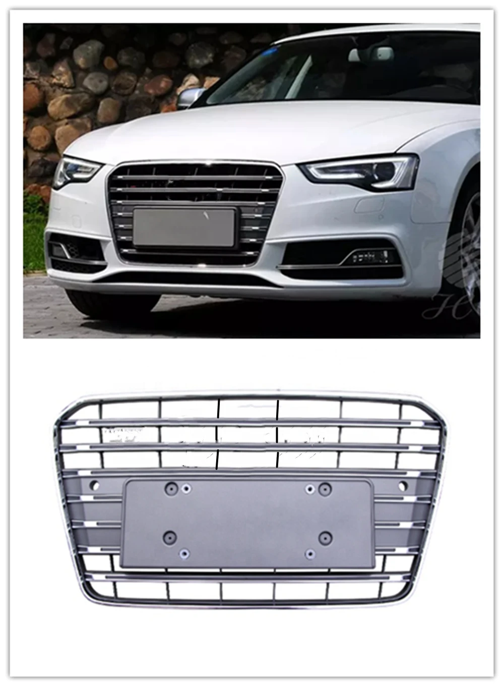 

S5 Style Front Center Grill Chrome Grille Fit For Audi A5 S5 2013-2016 13-16