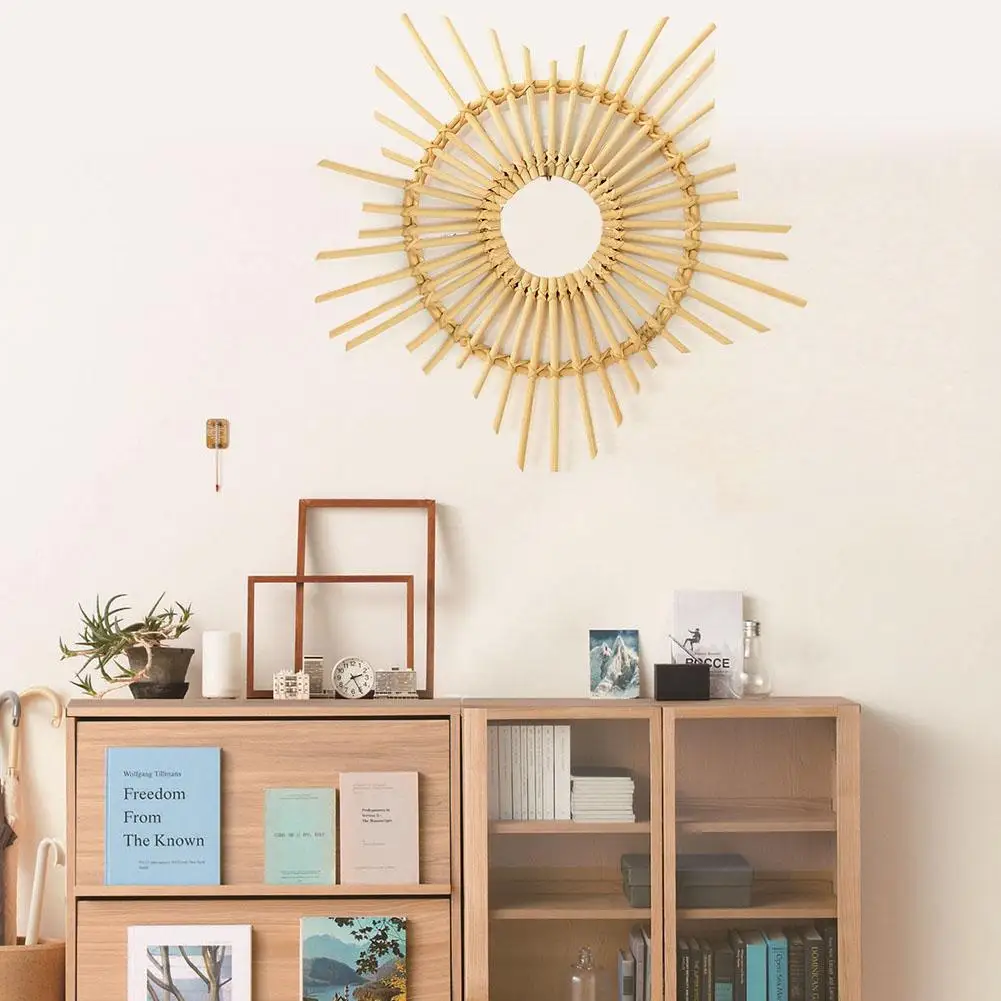 

Nordic Style Mirror Frame Crafts Jewelry Wall Painting Star Home Photo Frame Wall Hanging Rattan Wicker Crafts Frame Household