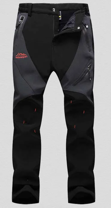 Зимние теплые уличные походные брюки для женщин, для кемпинга, альпинизма, треккинга, лыжного спорта, флисовые водонепроницаемые брюки размера плюс - Цвет: Black