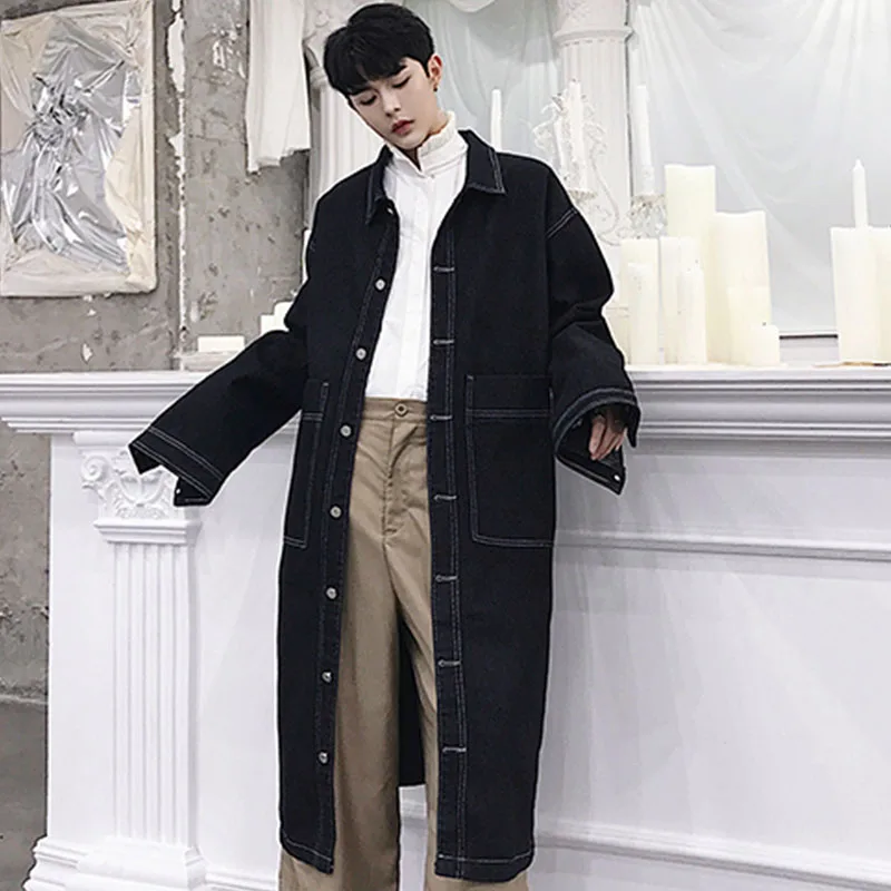 Japan Retro Style Men Long Style Denim 