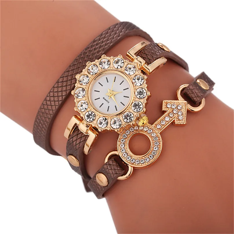 

Watch female students Korean version of the simple winding three rings belt gold chain accessories fashion watch #4M08