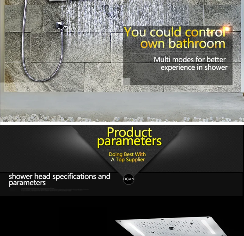 Luxury Shower Set Accessories Ceiling Multifunction Led Strip Shower Head Set with Rainfall Waterfall Spray Mist Water Column (18)