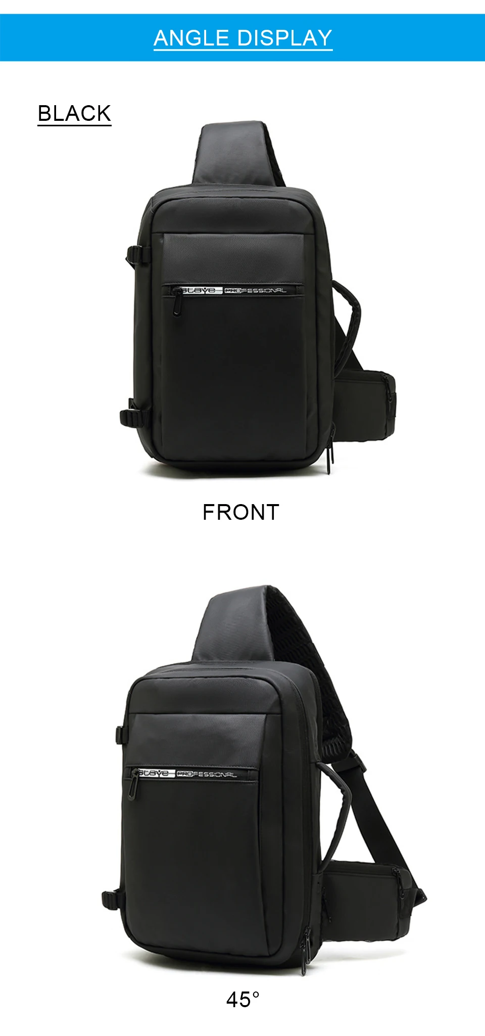 Men Chest Bags Anti Theft Travel 14'' Laptop Bag Waterproof USB Charging Bolso Business Male Bagpack Crossbody Shoulder Handbag (7)
