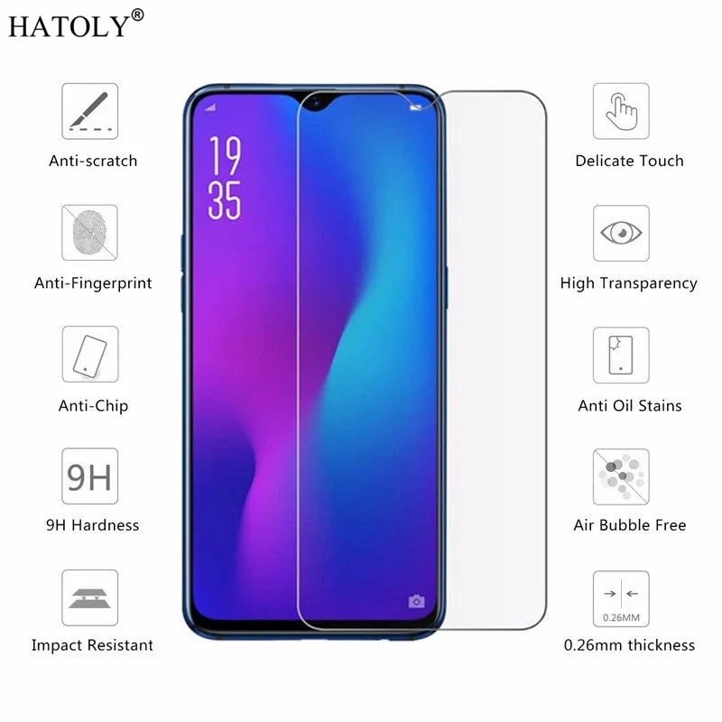 2 шт стекло на Oppo K1 закаленное для Защитная пленка экрана HD телефона ультратонкое